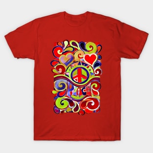 Colorful Peace and Love Art T-Shirt